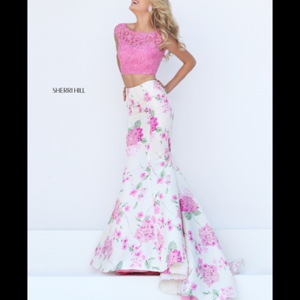 Sherri Hill 50435 Pink/Ivory Two Piece